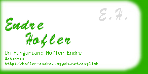 endre hofler business card